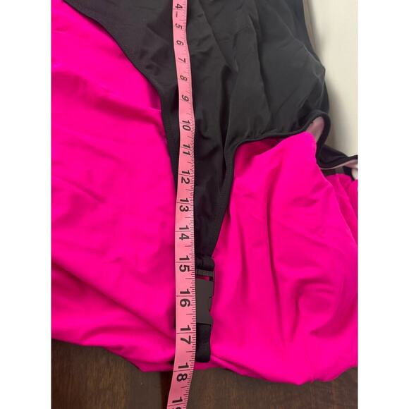 SHEIN Plus Swimsuit Neon Pink / Black, Buckle Detail on Waist - Size 3X NWOT - Picture 11 of 12